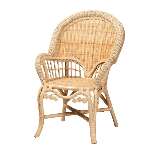 Bali & Pari Ratu Modern Bohemian Natural Brown Rattan Accent Chair 235-13234-ZORO - main